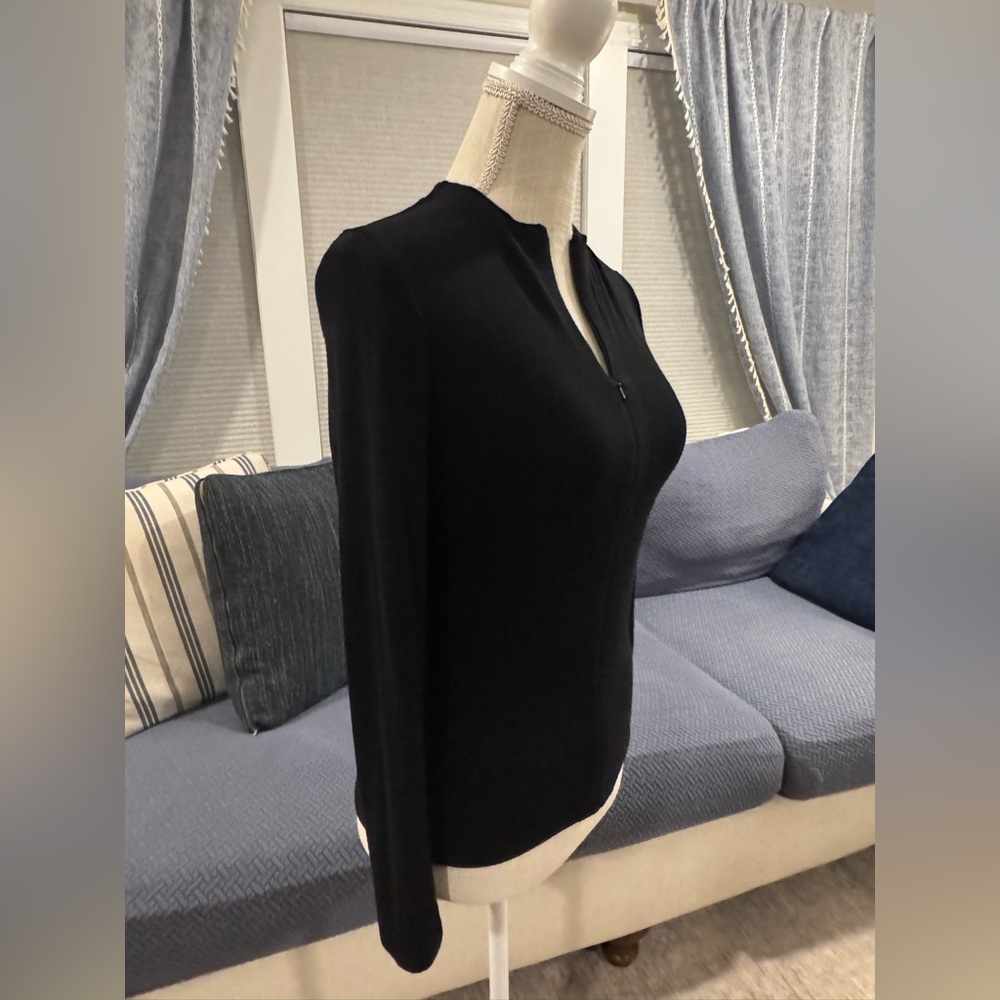 Joah Brown Black Zip-Front Ribbed Top – Worn Once - Picture 3 of 5
